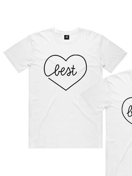

Best Bitches Best Friend Heart-shaped Graphic Tee, White 1, Sister T-shirts