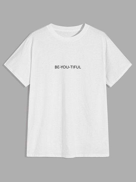 

Be-You-Tiful Letter Graphic Tee, White, T-shirts