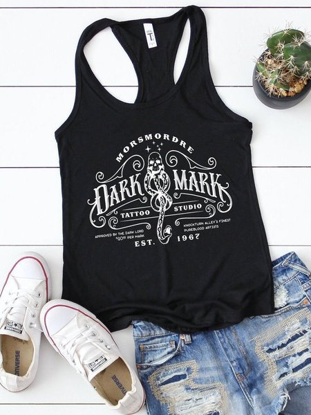 

Sleeveless Casual O-Neck Shirts & Tops, Black, Tank Tops