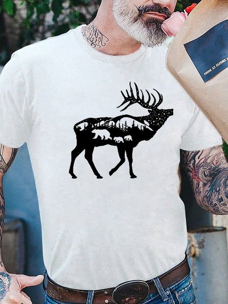 

Elk In The Jungle And MamaBear Graphic Tee, White, T-shirts