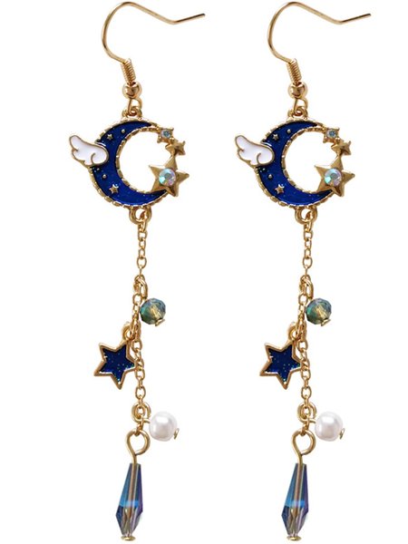 

Alloy Moon &Stars Earrings, Blue, Earrings