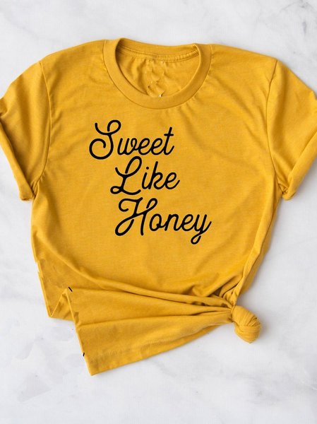 

Cotton-Blend O-Neck Casual Shirts & Tops, Yellow, T-shirts