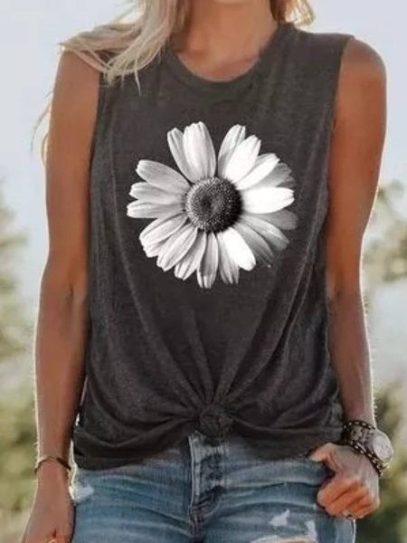 

Casuale Senza Maniche Camicie & Top Cotone, Grigio, Tops