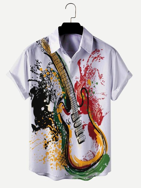 

Music Printed Shirt Collar Shirts, Color1, Men's Floral shirt