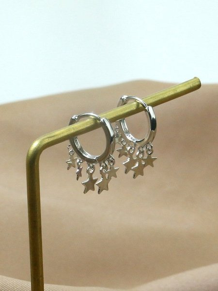 Stars Earrings, Silver, Others