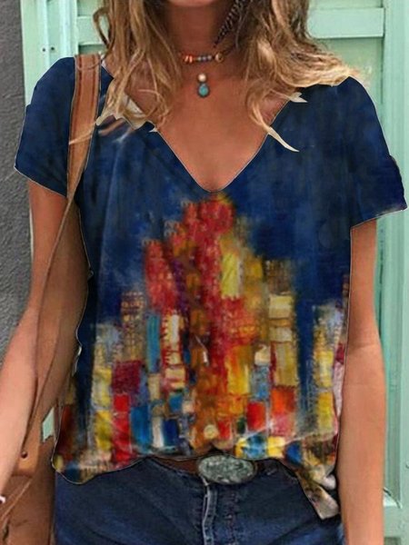

Cotton-Blend Vintage Striped Short Sleeve T-shirt, Blue, Tees & T-shirts