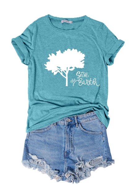 

Environmental Round neck T-shirt, Turquoise, T-shirts