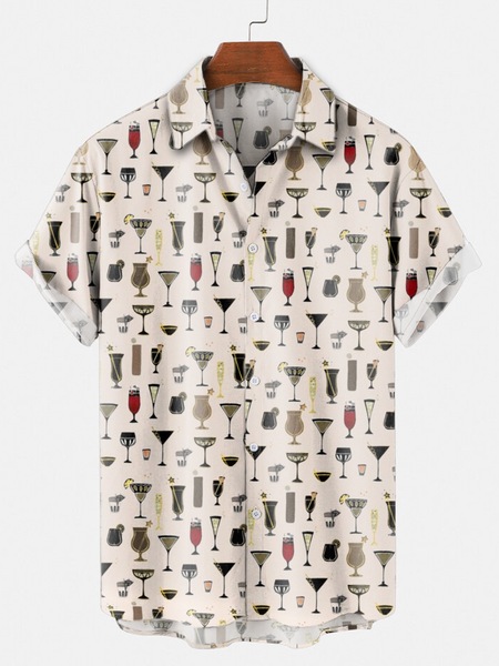 

Geometric Shirt Collar Shirts, Khaki, Shirt
