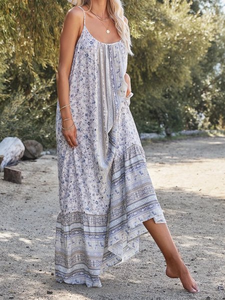 

Spaghetti Holiday Weaving Dress, Blue, Floral Dresses