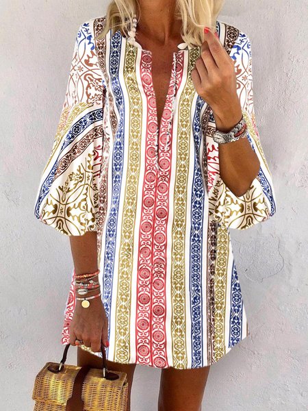 

Misto Cotone Vacanza Abito, Bianco, Dresses
