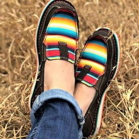 Bohemian Quotidiano Casuale Colore graduale Leopardo PU Mocassini, Multicolore, Shoes
