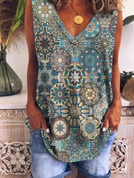

Tribal Sleeveless Shirts & Tops, As picture, Tops