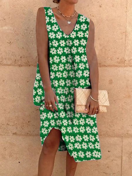

Senza Maniche A-line Abito, Verde, Dresses