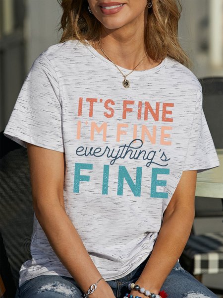 

It's Fine Cotton-Blend Short Sleeve Women Tee, White gray, T-Shirts