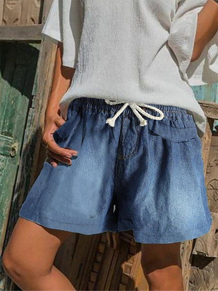 

Solido Casuale Denim Pantaloncini, Blu, Shorts
