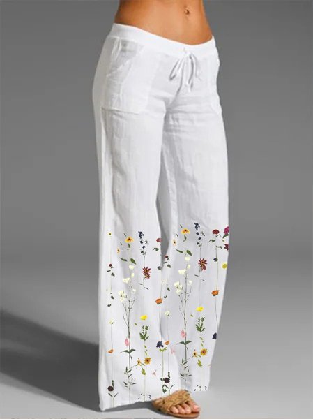 

Vintage Bohemian Vacanza Di base Casuale Pantaloni, Bianco, Pants