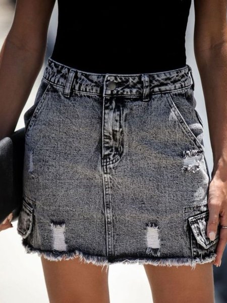 

Buttoned Casual Skirts, Deep gray, Skirts