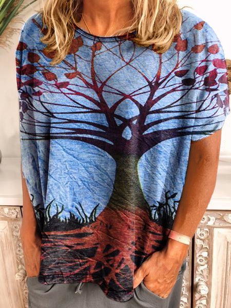 

Tree Of Life Drawing Women's T-Shirt, Blue, T-shirts