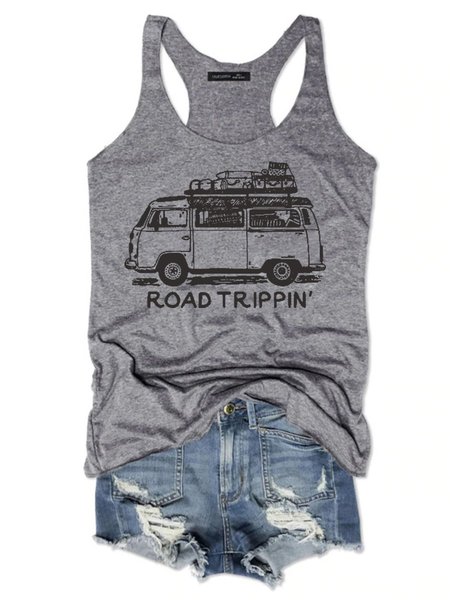 

Road Trippin Women's Sleeveless Shirt, Grey, Tank Tops