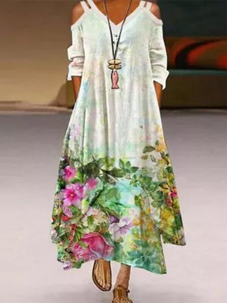 

Abito Maniche Lunghe Bohemian A-line, Bianco, Dresses