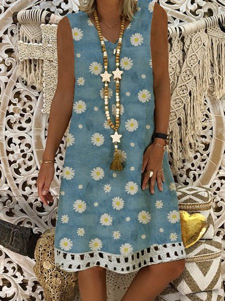 

Denim Sleeveless Dresses, Blue, Dresses