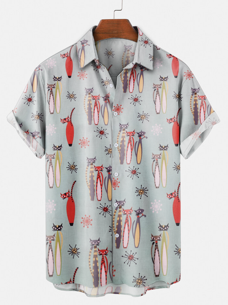 

Shirt Collar Geometric Shirts, Gray, Men's Floral shirt