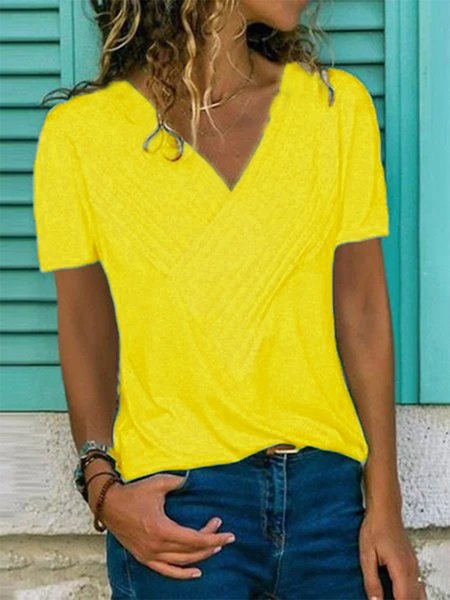 

Maniche Corte Casuale Cotone Camicie & Top, Giallo, Blouses & Shirts