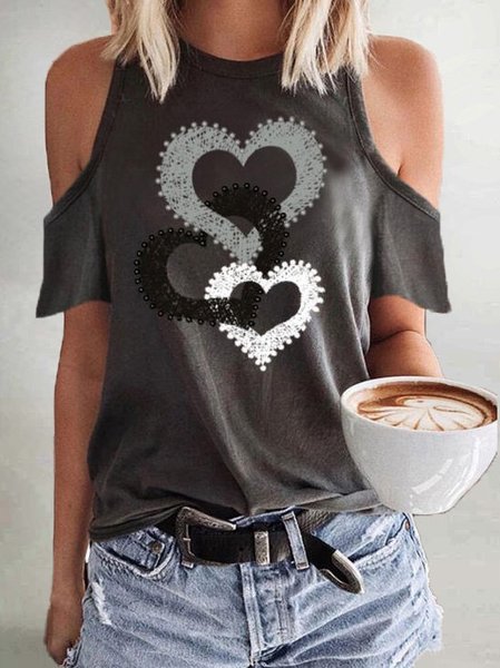 

Girocollo Gli sport Spalla Nuda Camicie & Top, Grigio scuro, Tops