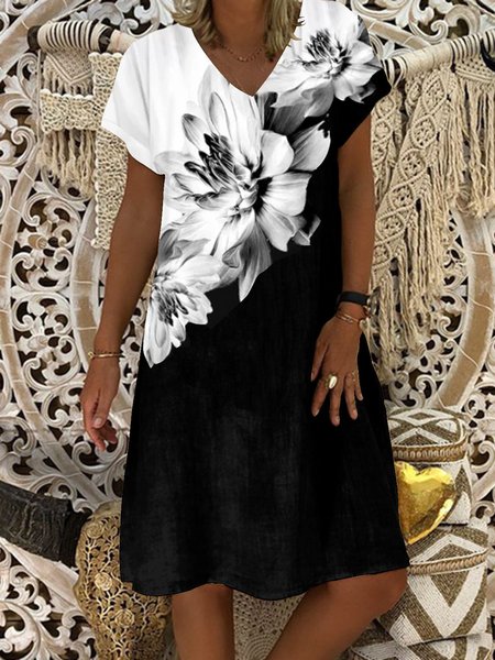 

Abito A-line Floreale Vacanza, Bianco-nero, Dresses