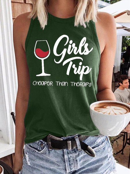 

Girl's Trip Cheaper Than Therapy Women's Sleeveless Shirt, Dark green, Tank Tops