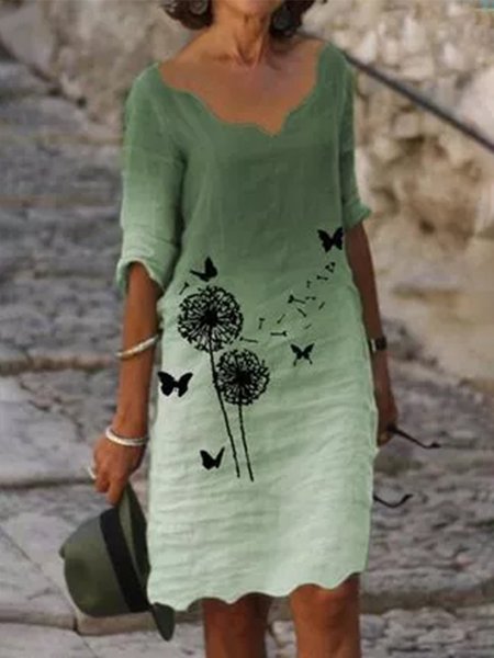 

Ombre/Tintura a nodi Dritto Vacanza Abito, Verde, Dresses