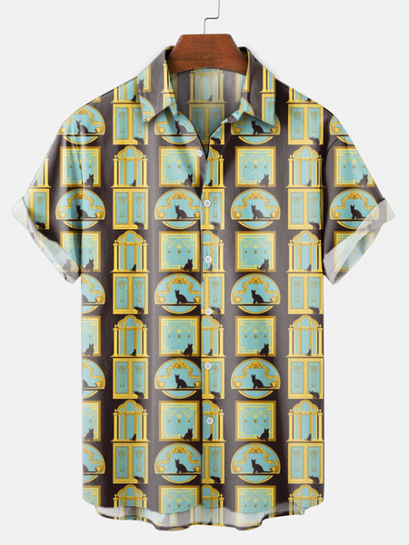 

Cat Shirts, Yellow, Men's Floral shirt