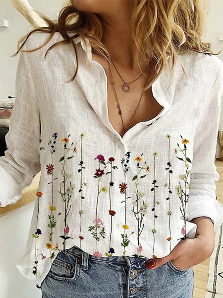 

Camicie & Top Maniche Lunghe Stampato Misto Cotone, Bianco, Tops