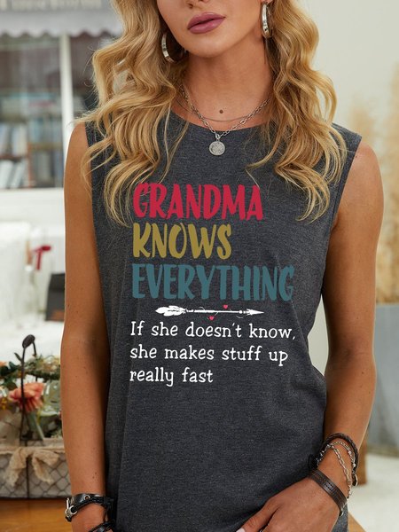 

Grandma Knows Everything Women's Sleeveless Shirt, Black, Tank Tops