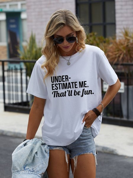 

Cotton-Blend Short Sleeve Women Tee, White, T-shirts