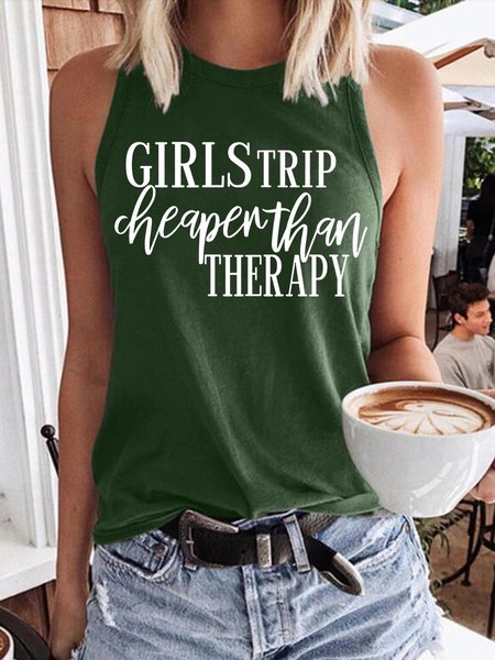 

Girl's Trip Cheaper Than Therapy Women's Sleeveless Shirt, Dark green, Tank Tops