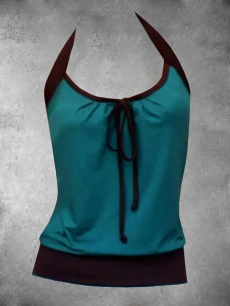 

Casual Sleeveless Round Neck Plus Size Tops, Blue, Auto-Clearance
