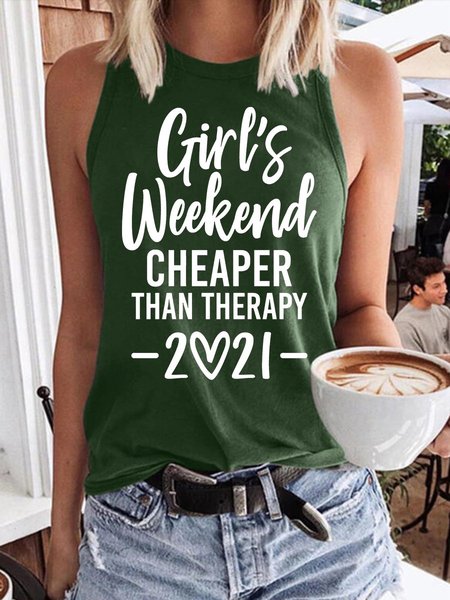 

Girl's Weekend Cheaper Than Therapy Women's Sleeveless Shirt, Dark green, Tank Tops