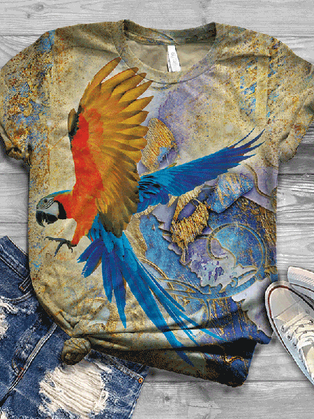 

Short Sleeve Cotton-Blend O-Neck Shirts & Tops, Yellow, T-shirts