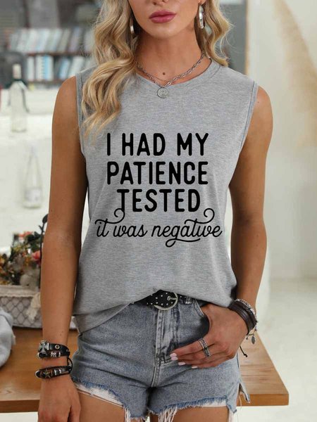 

I Had My Patience Tested It was Negative Vest, Gray, Tank Tops