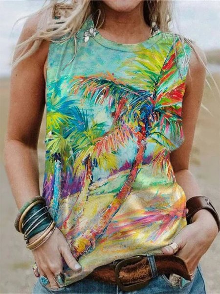 

Casual Crew Neck Tanks & Camis, As picture, Tanks & Camis