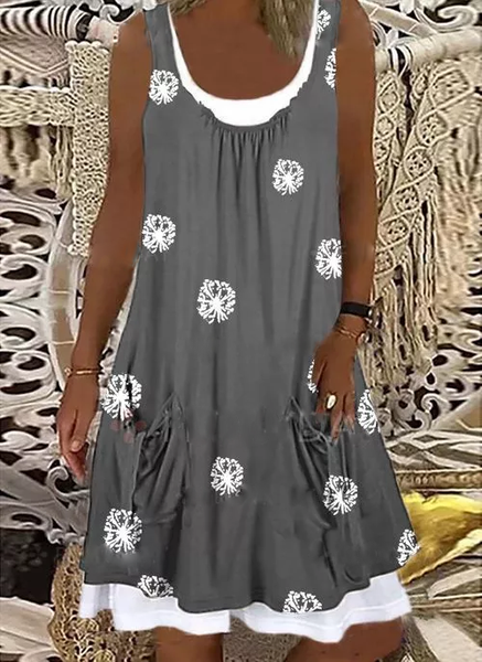 

Casuale senza maniche Stampato Floreale Abito, Come immagine, Dresses