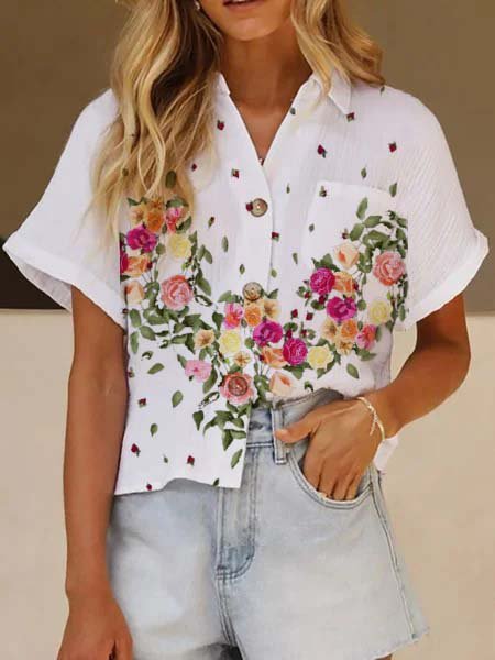 

Shift Casual Cotton-Blend Shirt Collar Blouse, White, Shirts & Blouses