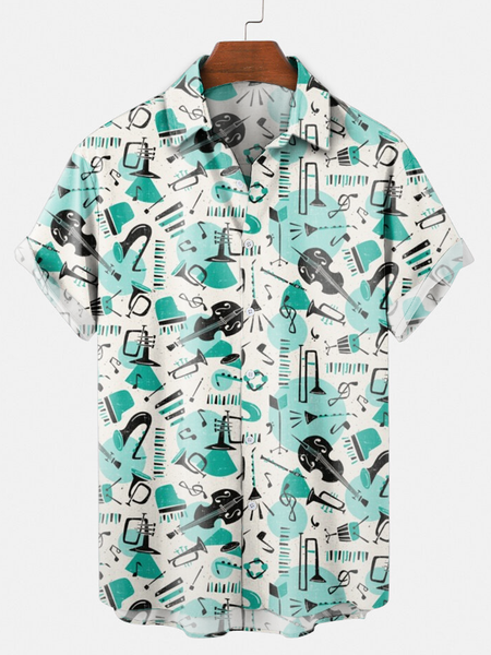 

Geometric Casual Shirts, Green, Men's Floral shirt