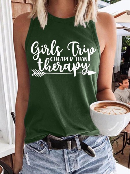 

Girl's Trip Cheaper Than Therapy Women's Sleeveless Shirt, Dark green, Tank Tops