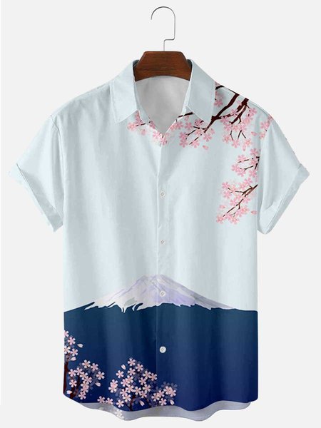 

Printed Holiday Tribal Shirts & Tops, Light blue, Men's Tops