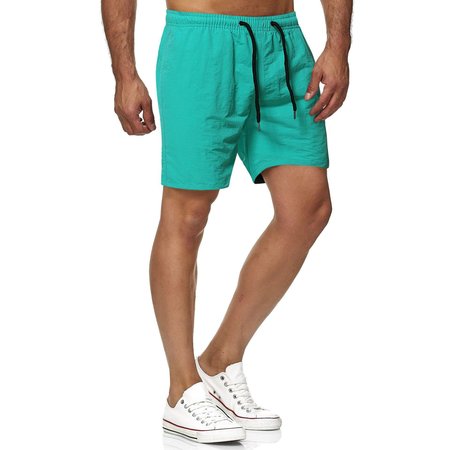 

Men Casual Pants Elastic Waist Drawstring Summer Shorts, Mint, Pants