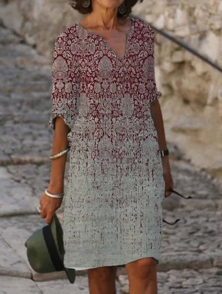 

Abito Casuale Scollo a V Misto Cotone, Come immagine, Dresses