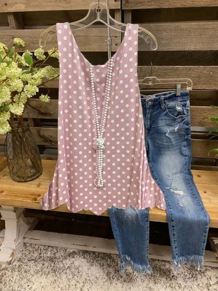 

Casuale Girocollo senza maniche a pois Camicie & Top, Rosa, Tops