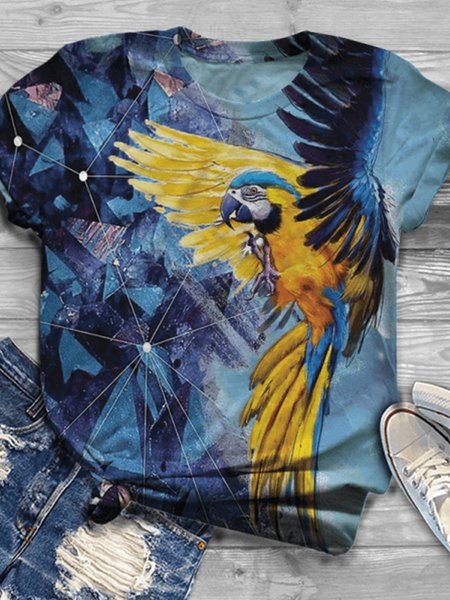 

Parrot Short Sleeve Women Tee, Blue, T-shirts